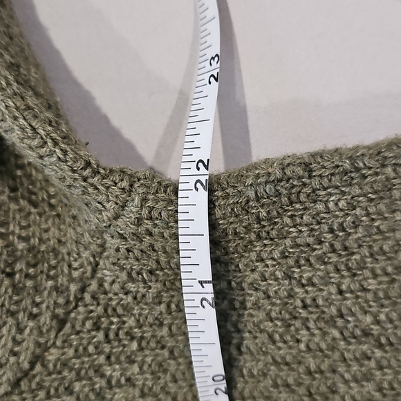 Chaps Olive green Shawl-neck tight knit sweater Medium Long - Picture 4 of 7